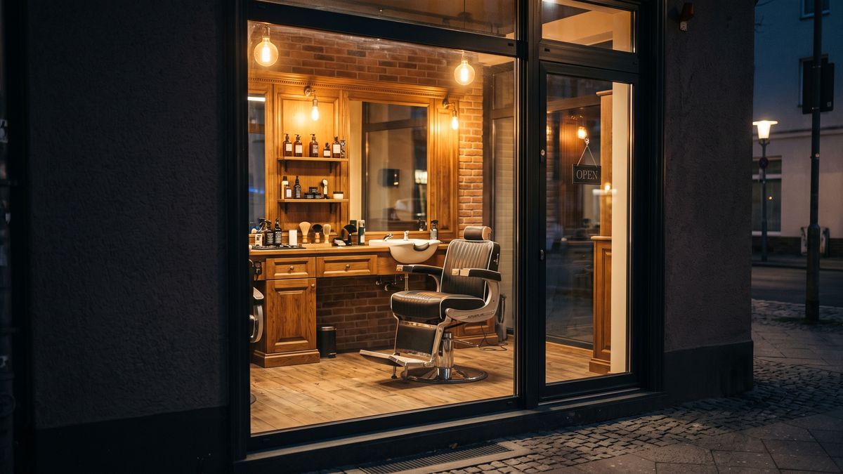 Barbería con luz cálida